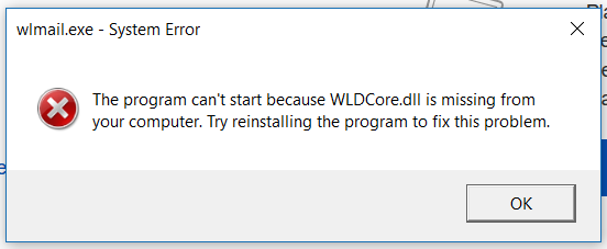 WLDCore.dll is Missing Error on Windows 10